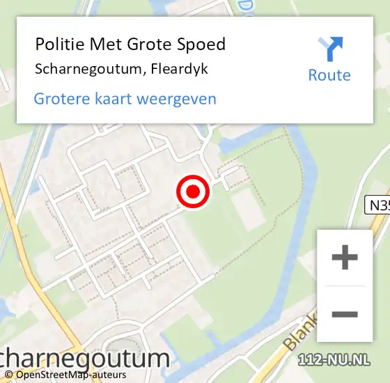 Locatie op kaart van de 112 melding: Politie Met Grote Spoed Naar Scharnegoutum, Fleardyk op 22 mei 2022 00:53