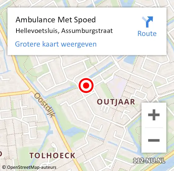 Locatie op kaart van de 112 melding: Ambulance Met Spoed Naar Hellevoetsluis, Assumburgstraat op 22 mei 2022 01:40