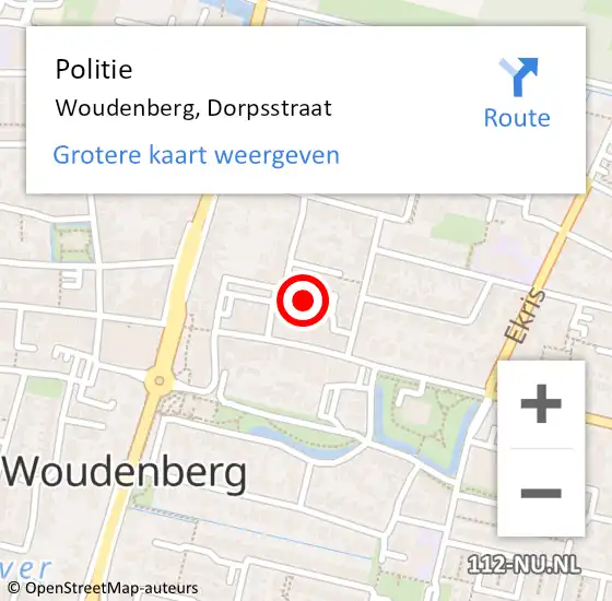 Locatie op kaart van de 112 melding: Politie Woudenberg, Dorpsstraat op 22 mei 2022 05:35