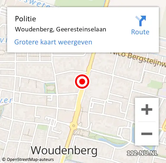 Locatie op kaart van de 112 melding: Politie Woudenberg, Geeresteinselaan op 22 mei 2022 05:35