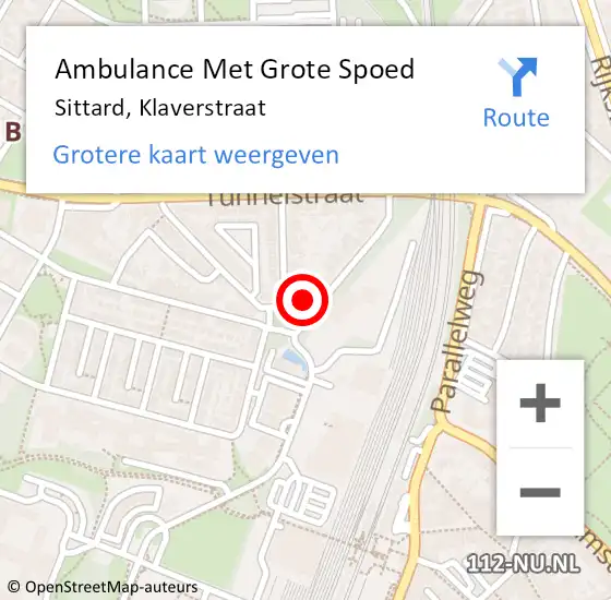 Locatie op kaart van de 112 melding: Ambulance Met Grote Spoed Naar Sittard, Klaverstraat op 18 juli 2014 04:28
