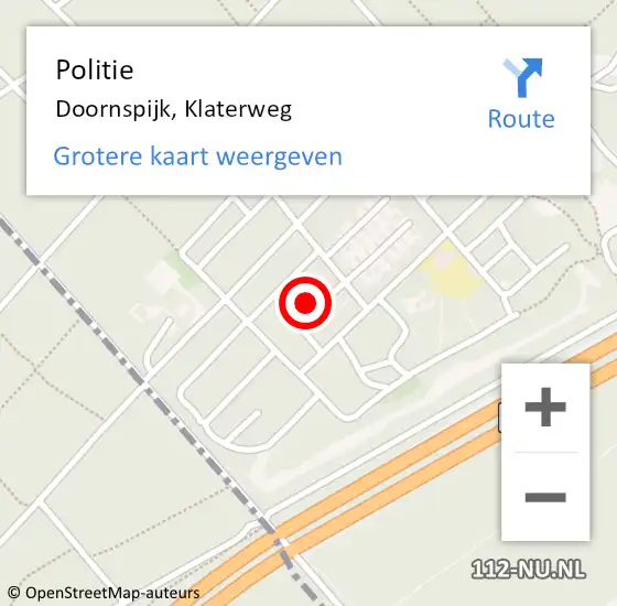Locatie op kaart van de 112 melding: Politie Doornspijk, Klaterweg op 22 mei 2022 10:55