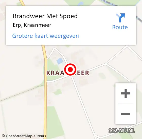 Locatie op kaart van de 112 melding: Brandweer Met Spoed Naar Erp, Kraanmeer op 22 mei 2022 11:23