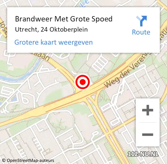 Locatie op kaart van de 112 melding: Brandweer Met Grote Spoed Naar Utrecht, 24 Oktoberplein op 22 mei 2022 11:54