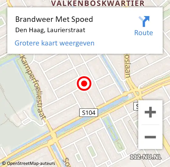 Locatie op kaart van de 112 melding: Brandweer Met Spoed Naar Den Haag, Laurierstraat op 22 mei 2022 13:12