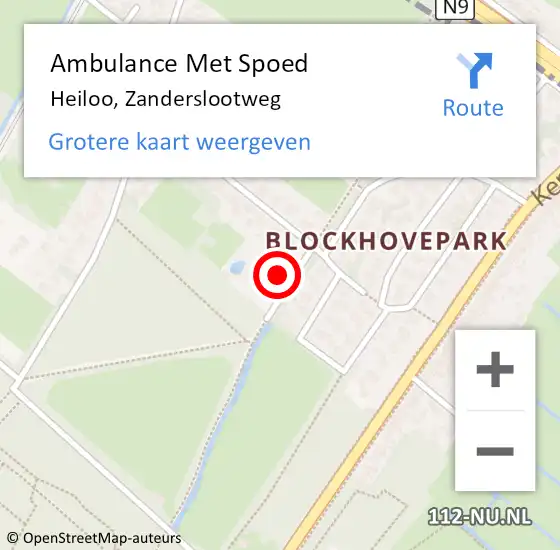 Locatie op kaart van de 112 melding: Ambulance Met Spoed Naar Heiloo, Zanderslootweg op 22 mei 2022 14:42