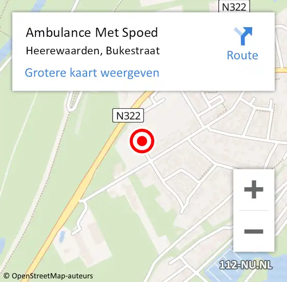 Locatie op kaart van de 112 melding: Ambulance Met Spoed Naar Heerewaarden, Bukestraat op 22 mei 2022 14:55