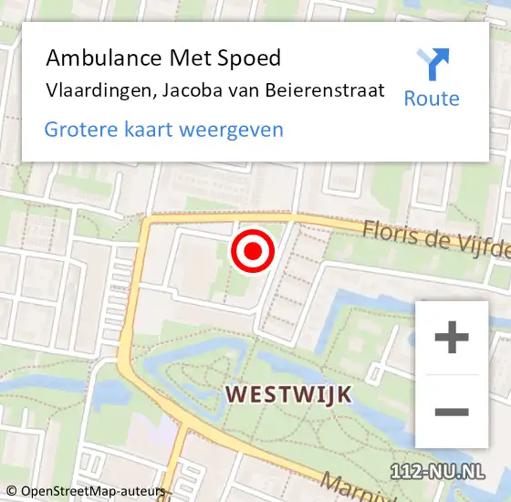 Locatie op kaart van de 112 melding: Ambulance Met Spoed Naar Vlaardingen, Jacoba van Beierenstraat op 22 mei 2022 16:37