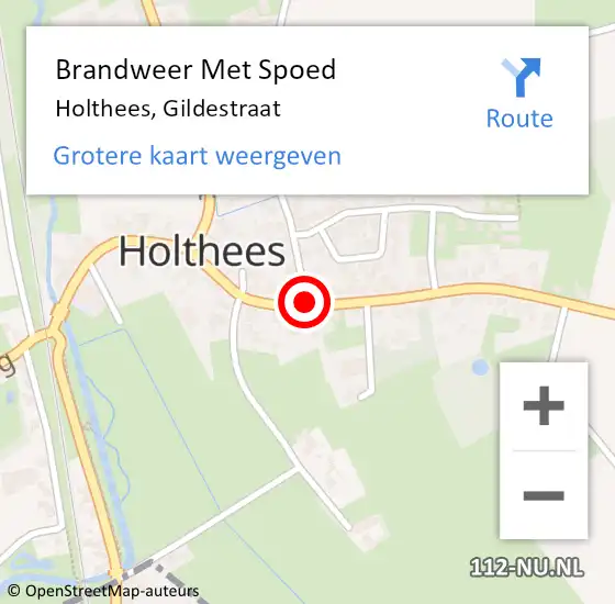 Locatie op kaart van de 112 melding: Brandweer Met Spoed Naar Holthees, Gildestraat op 22 mei 2022 21:21
