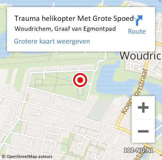 Locatie op kaart van de 112 melding: Trauma helikopter Met Grote Spoed Naar Woudrichem, Graaf van Egmontpad op 23 mei 2022 00:03