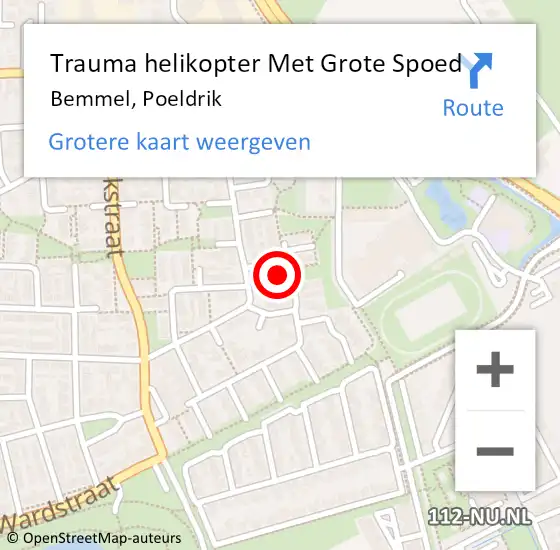 Locatie op kaart van de 112 melding: Trauma helikopter Met Grote Spoed Naar Bemmel, Poeldrik op 23 mei 2022 06:55