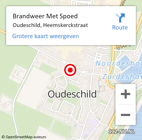 Locatie op kaart van de 112 melding: Brandweer Met Spoed Naar Oudeschild, Heemskerckstraat op 23 mei 2022 09:36