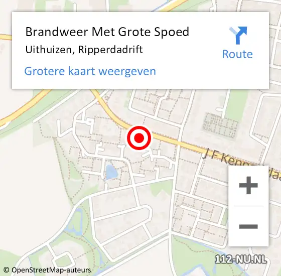 Locatie op kaart van de 112 melding: Brandweer Met Grote Spoed Naar Uithuizen, Ripperdadrift op 23 mei 2022 10:40