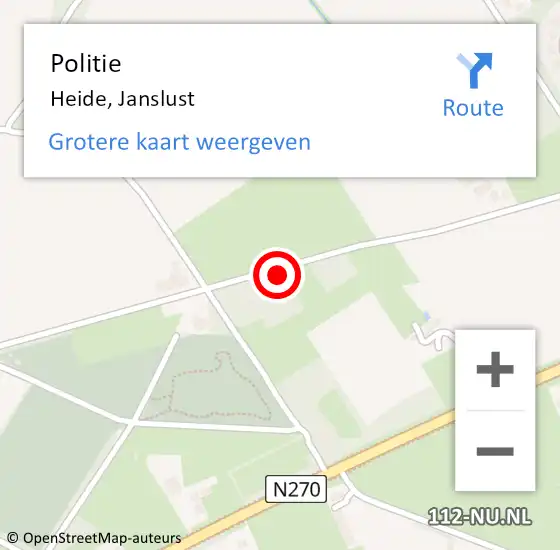 Locatie op kaart van de 112 melding: Politie Heide, Janslust op 23 mei 2022 13:54