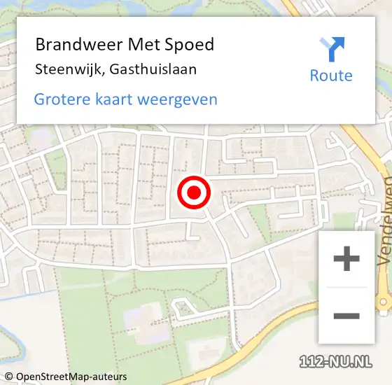 Locatie op kaart van de 112 melding: Brandweer Met Spoed Naar Steenwijk, Gasthuislaan op 23 mei 2022 14:18