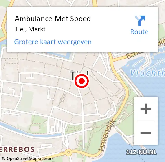 Locatie op kaart van de 112 melding: Ambulance Met Spoed Naar Tiel, Markt op 23 mei 2022 14:29