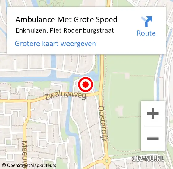 Locatie op kaart van de 112 melding: Ambulance Met Grote Spoed Naar Enkhuizen, Piet Rodenburgstraat op 23 mei 2022 14:41