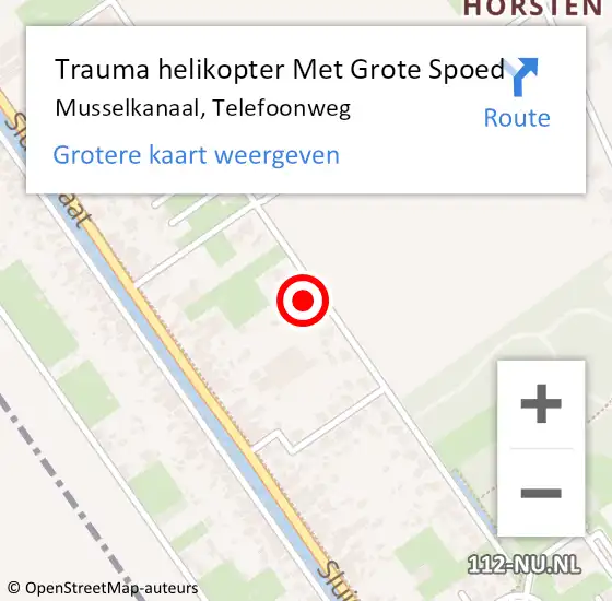 Locatie op kaart van de 112 melding: Trauma helikopter Met Grote Spoed Naar Musselkanaal, Telefoonweg op 23 mei 2022 15:05