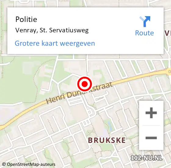 Locatie op kaart van de 112 melding: Politie Venray, St. Servatiusweg op 23 mei 2022 16:09