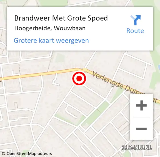 Locatie op kaart van de 112 melding: Brandweer Met Grote Spoed Naar Hoogerheide, Wouwbaan op 23 mei 2022 17:21
