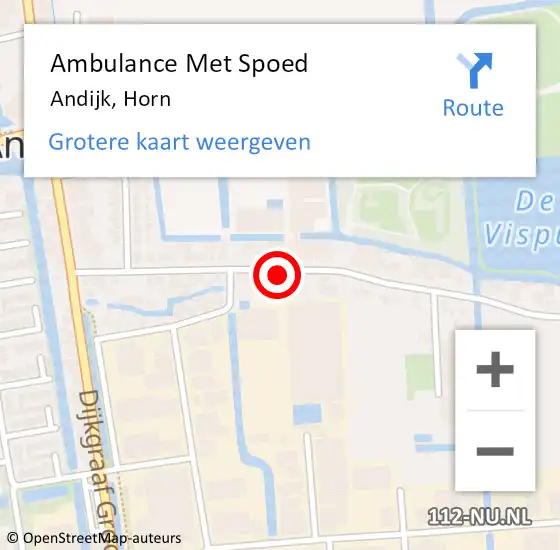 Locatie op kaart van de 112 melding: Ambulance Met Spoed Naar Andijk, Horn op 23 mei 2022 17:43