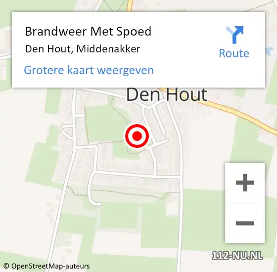 Locatie op kaart van de 112 melding: Brandweer Met Spoed Naar Den Hout, Middenakker op 23 mei 2022 17:59