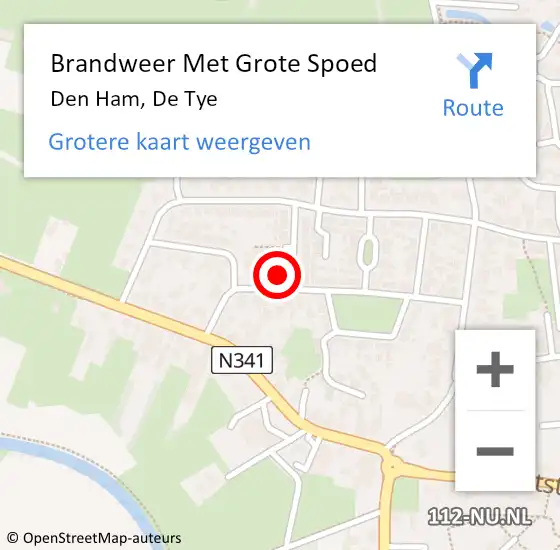 Locatie op kaart van de 112 melding: Brandweer Met Grote Spoed Naar Den Ham, De Tye op 18 juli 2014 09:45