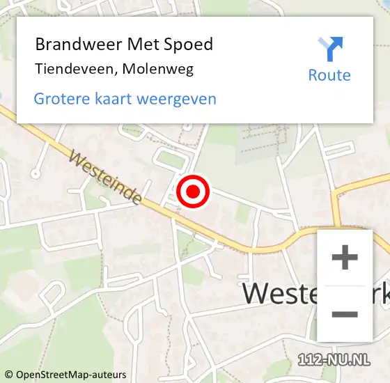 Locatie op kaart van de 112 melding: Brandweer Met Spoed Naar Tiendeveen, Molenweg op 24 mei 2022 08:57