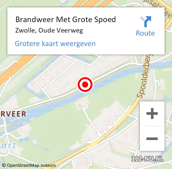 Locatie op kaart van de 112 melding: Brandweer Met Grote Spoed Naar Zwolle, Oude Veerweg op 18 juli 2014 09:48