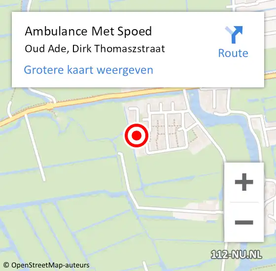 Locatie op kaart van de 112 melding: Ambulance Met Spoed Naar Oud Ade, Dirk Thomaszstraat op 24 mei 2022 11:37