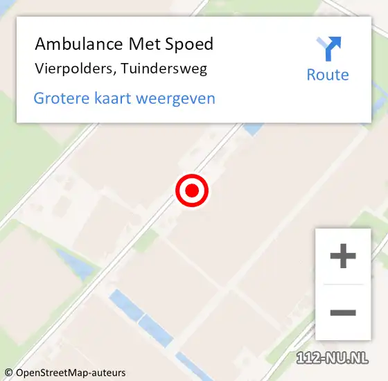 Locatie op kaart van de 112 melding: Ambulance Met Spoed Naar Vierpolders, Tuindersweg op 24 mei 2022 12:34