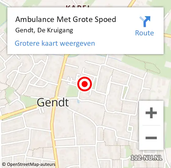 Locatie op kaart van de 112 melding: Ambulance Met Grote Spoed Naar Gendt, De Kruigang op 24 mei 2022 12:50