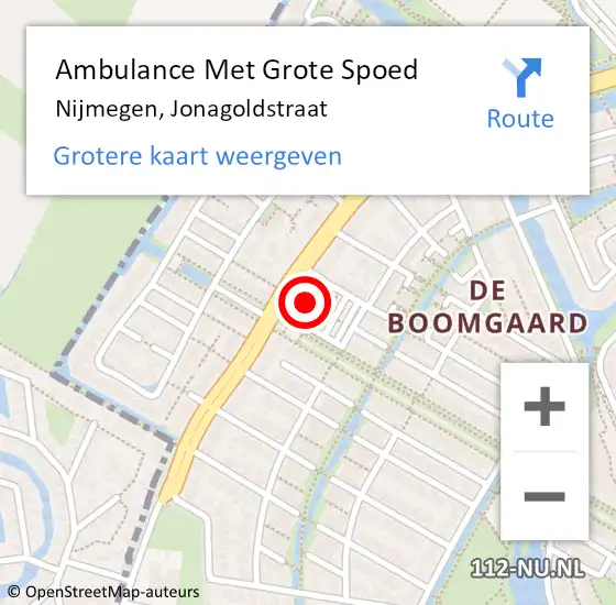 Locatie op kaart van de 112 melding: Ambulance Met Grote Spoed Naar Nijmegen, Jonagoldstraat op 24 mei 2022 14:00