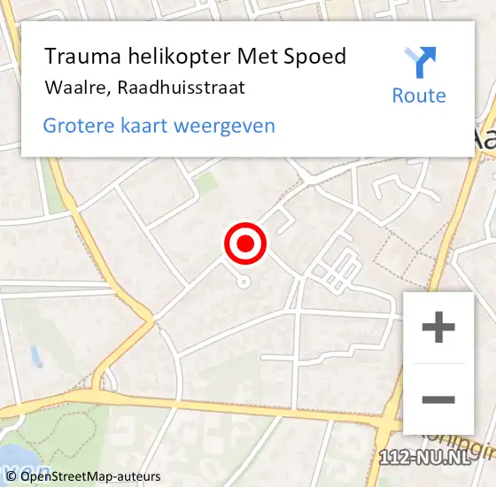 Locatie op kaart van de 112 melding: Trauma helikopter Met Spoed Naar Waalre, Raadhuisstraat op 24 mei 2022 15:24