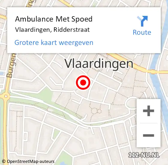 Locatie op kaart van de 112 melding: Ambulance Met Spoed Naar Vlaardingen, Ridderstraat op 24 mei 2022 15:54