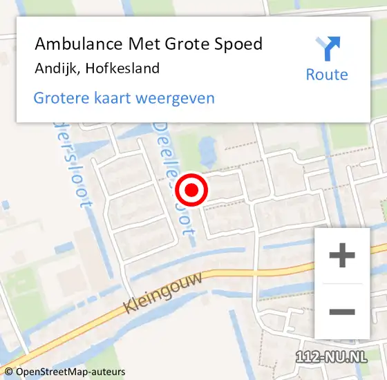 Locatie op kaart van de 112 melding: Ambulance Met Grote Spoed Naar Andijk, Hofkesland op 24 mei 2022 18:16