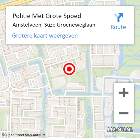 Locatie op kaart van de 112 melding: Politie Met Grote Spoed Naar Amstelveen, Suze Groeneweglaan op 24 mei 2022 18:37