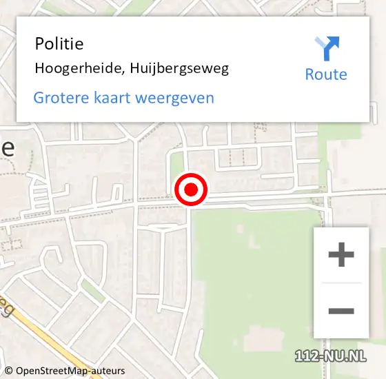 Locatie op kaart van de 112 melding: Politie Hoogerheide, Huijbergseweg op 24 mei 2022 21:02