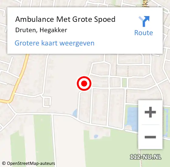 Locatie op kaart van de 112 melding: Ambulance Met Grote Spoed Naar Druten, Hegakker op 24 mei 2022 21:40