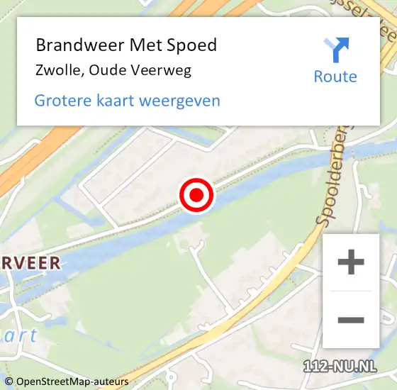 Locatie op kaart van de 112 melding: Brandweer Met Spoed Naar Zwolle, Oude Veerweg op 18 juli 2014 10:44