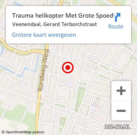 Locatie op kaart van de 112 melding: Trauma helikopter Met Grote Spoed Naar Veenendaal, Gerard Terborchstraat op 24 mei 2022 23:05