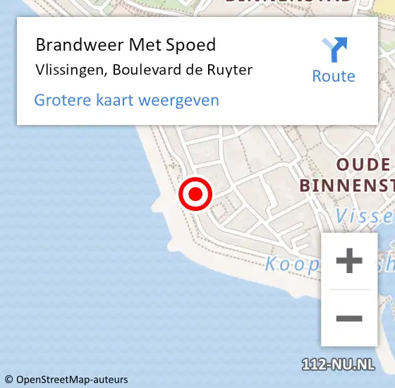 Locatie op kaart van de 112 melding: Brandweer Met Spoed Naar Vlissingen, Boulevard de Ruyter op 25 mei 2022 02:39