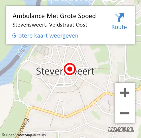 Locatie op kaart van de 112 melding: Ambulance Met Grote Spoed Naar Stevensweert, Veldstraat Oost op 25 mei 2022 07:31