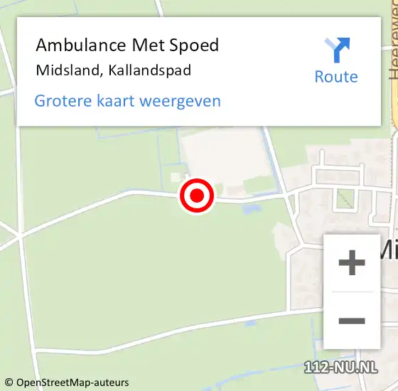Locatie op kaart van de 112 melding: Ambulance Met Spoed Naar Midsland, Kallandspad op 18 juli 2014 10:56