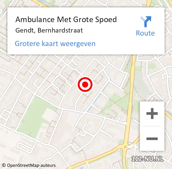 Locatie op kaart van de 112 melding: Ambulance Met Grote Spoed Naar Gendt, Bernhardstraat op 25 mei 2022 08:44