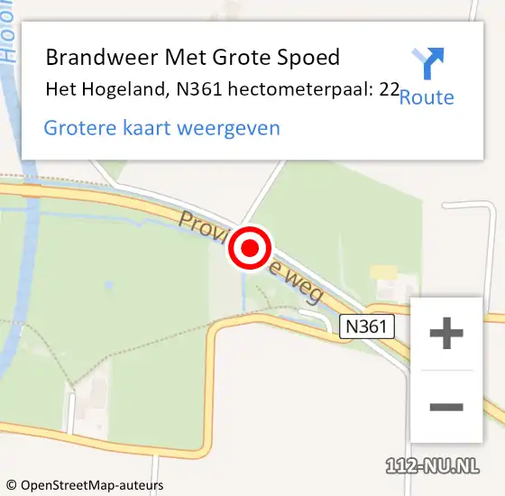 Locatie op kaart van de 112 melding: Brandweer Met Grote Spoed Naar Het Hogeland, N361 hectometerpaal: 22 op 25 mei 2022 09:30