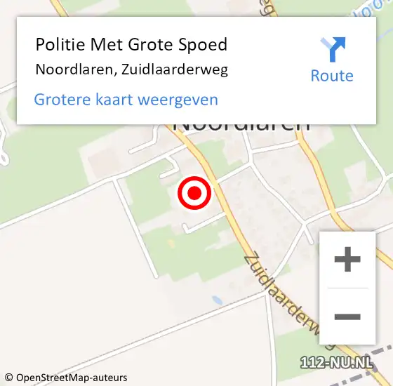 Locatie op kaart van de 112 melding: Politie Met Grote Spoed Naar Noordlaren, Zuidlaarderweg op 25 mei 2022 09:38