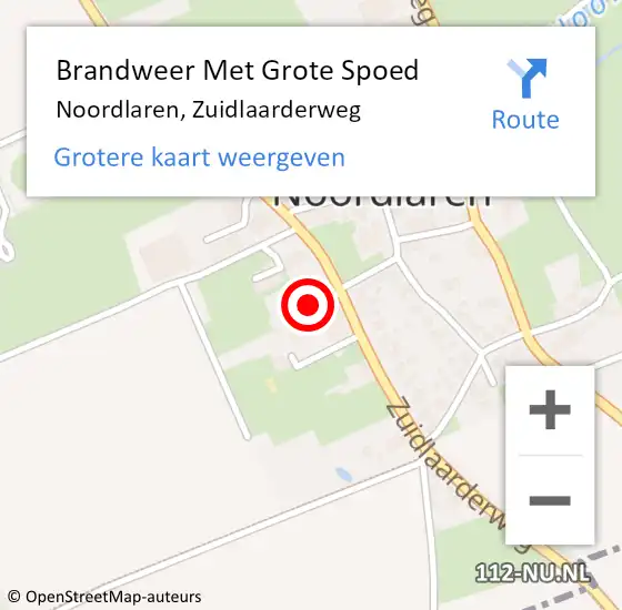 Locatie op kaart van de 112 melding: Brandweer Met Grote Spoed Naar Noordlaren, Zuidlaarderweg op 25 mei 2022 09:39