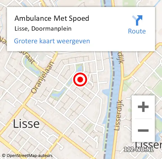 Locatie op kaart van de 112 melding: Ambulance Met Spoed Naar Lisse, Doormanplein op 25 mei 2022 11:16