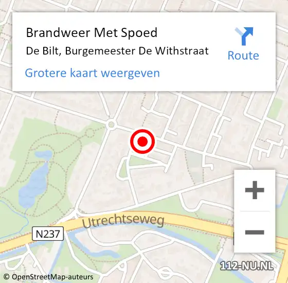 Locatie op kaart van de 112 melding: Brandweer Met Spoed Naar De Bilt, Burgemeester De Withstraat op 25 mei 2022 12:35